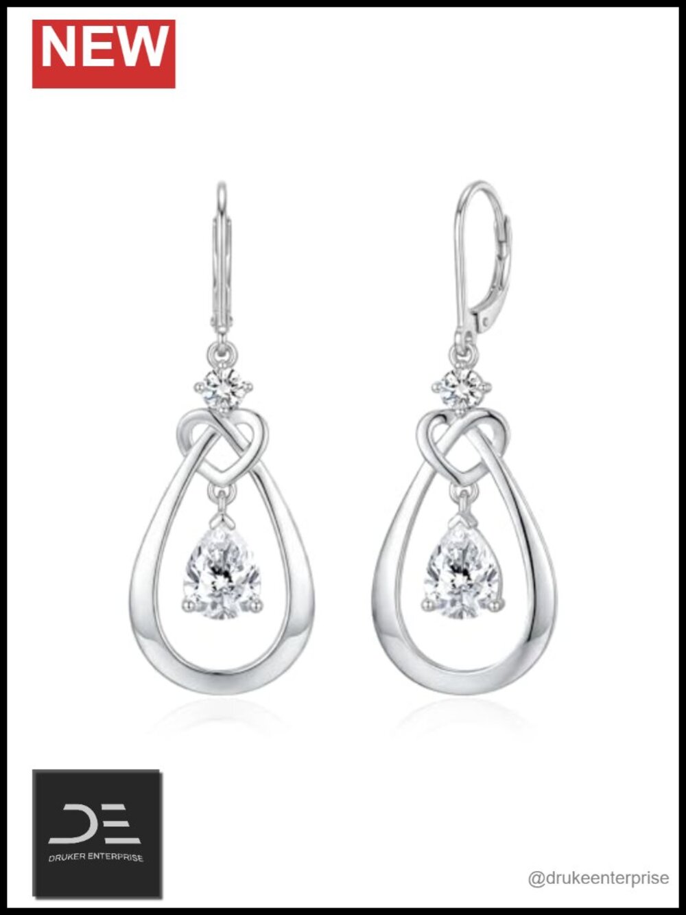 Sterling Silver Teardrop Dangle Earrings Hypoallergenic Birthstone Gift